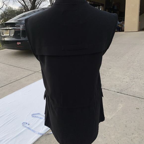 Sanctuary Women’s Vest SZ XS Zipper & Buttons Black 4 Front Pockets Drawstring - Picture 4 of 12